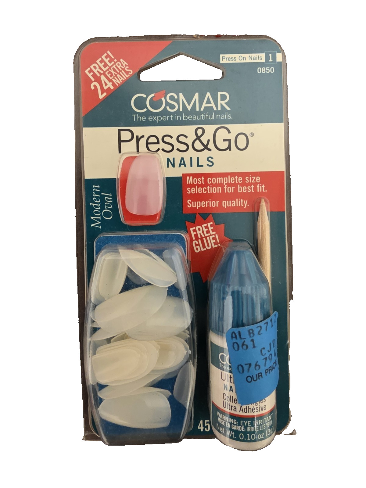 LOT of 5 NEW 45 Nails Each COSMAR Press & Go Modern Oval Nails 0850 w/ Glue