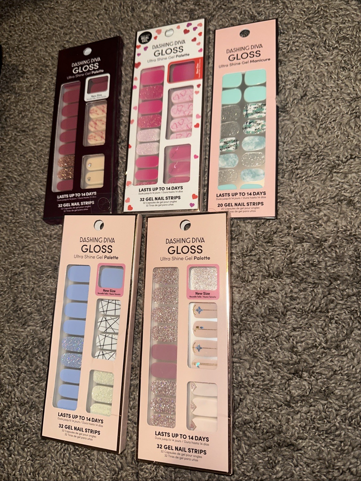 Dashing Diva Gloss Ultra Shine Gel Nail Strips Palette Pack of 5 Brand New