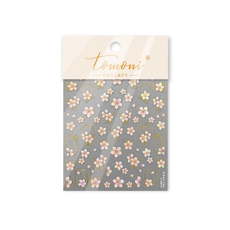 Spring Summer Nail Stickers 5D Embossed Pink Flower Nail Art Stickers15