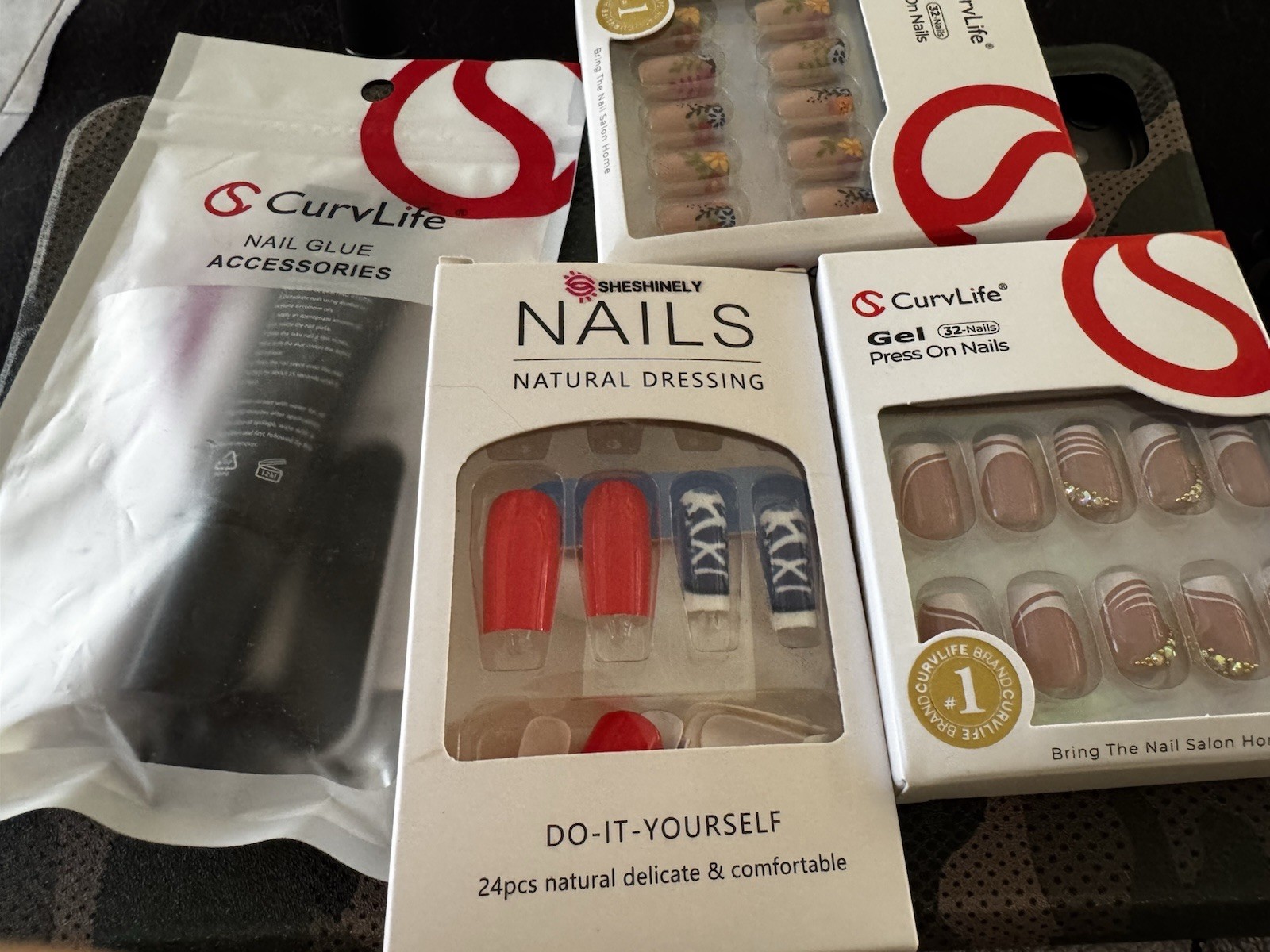 New CurvLife Press On Nails 3 Kits With Glue Accessories Unused Sealed In Box