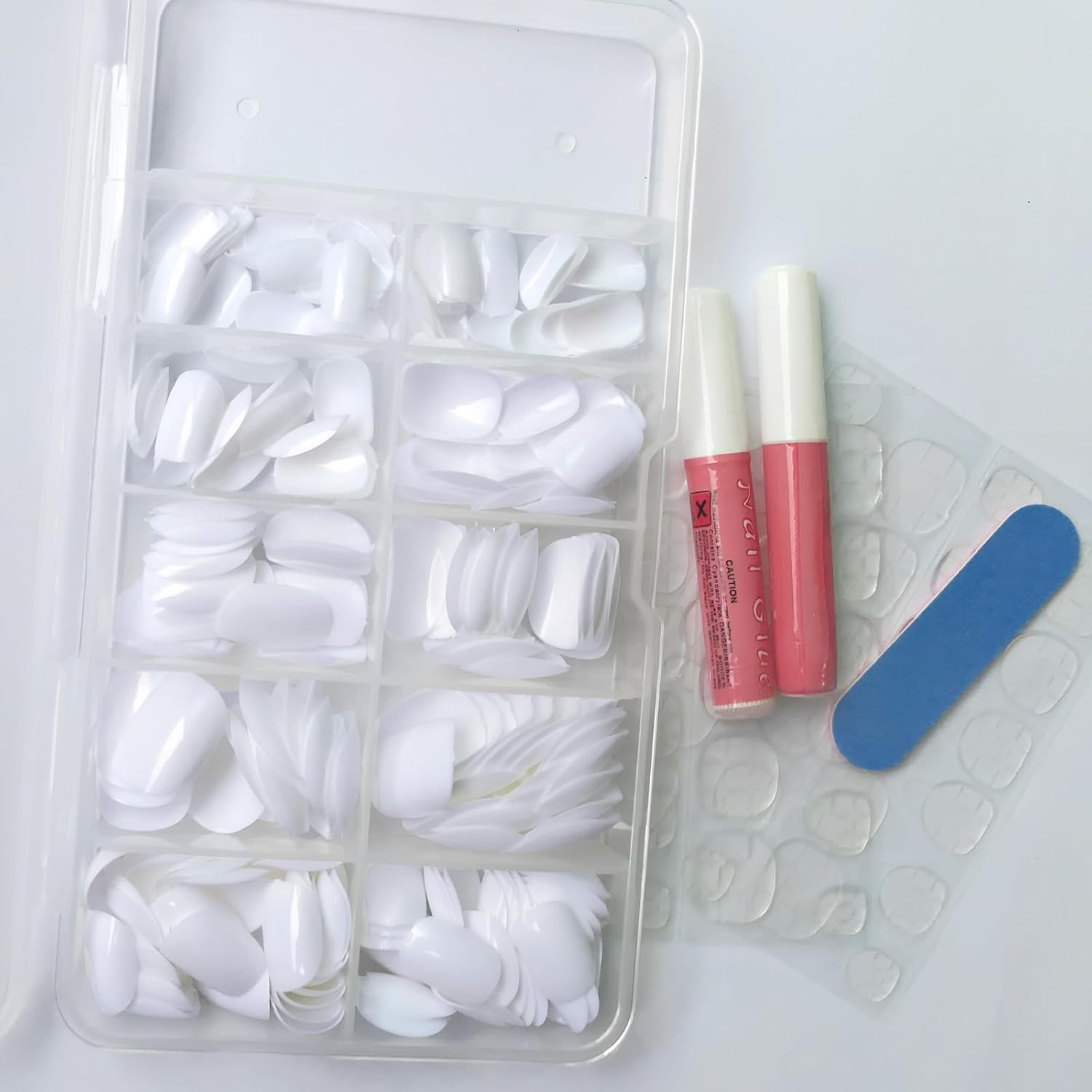 240pcs Short Press on Nails Full Cover Short Square Fake Nails White Glossy