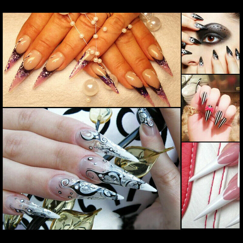 500 Pcs XXL Stiletto Pointy Extra Long False Acrylic Nail Art Tips Decoration