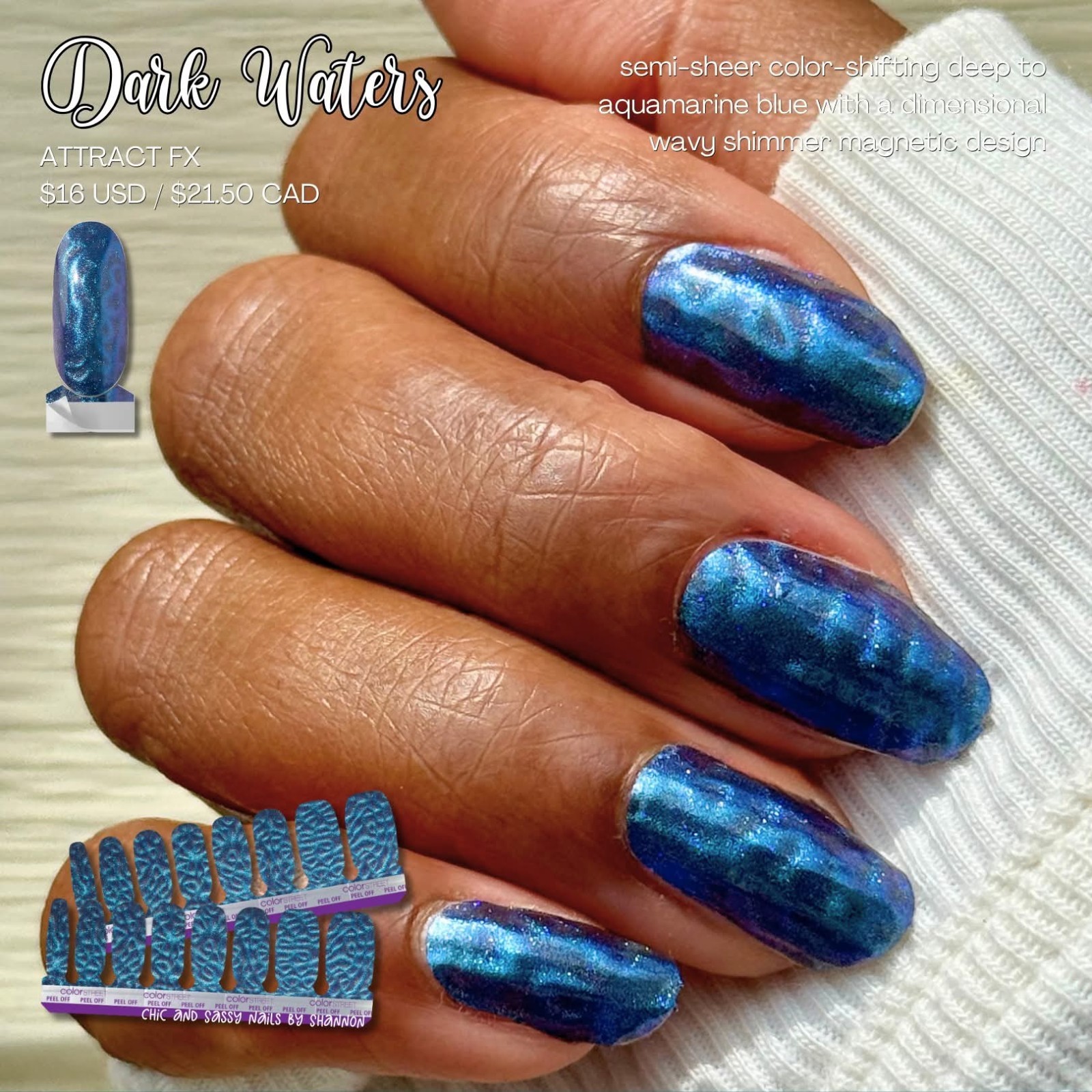 💅Color Street Dark Waters Lmtd Edtn Shifting Tides *Free Shipping* Offers***💅