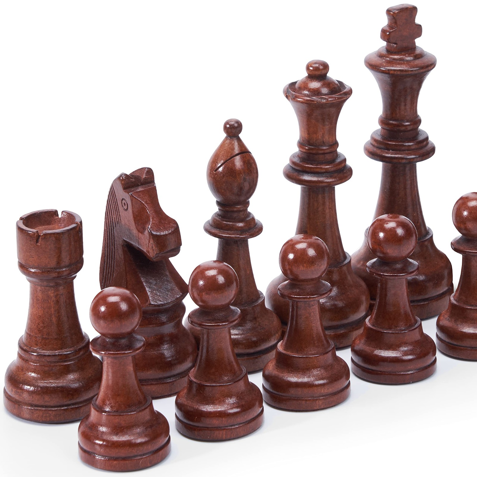 Vamslove Wooden Chess Pieces Large 4.5” King Set of 32 Luxury Large, Brown