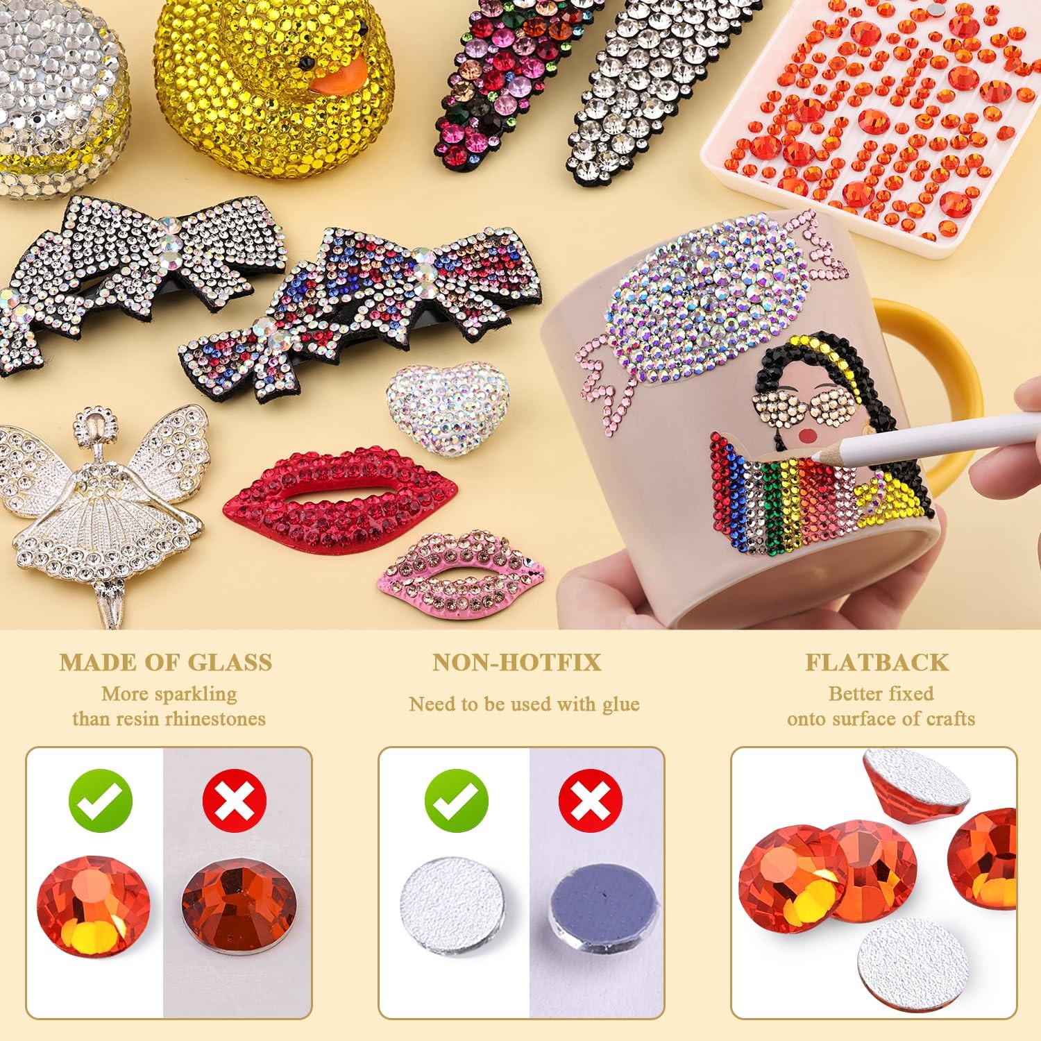 1440pcs SS16(4mm) Crystal Glass Rhinestones Flatback Gems for Nail Art and Craft