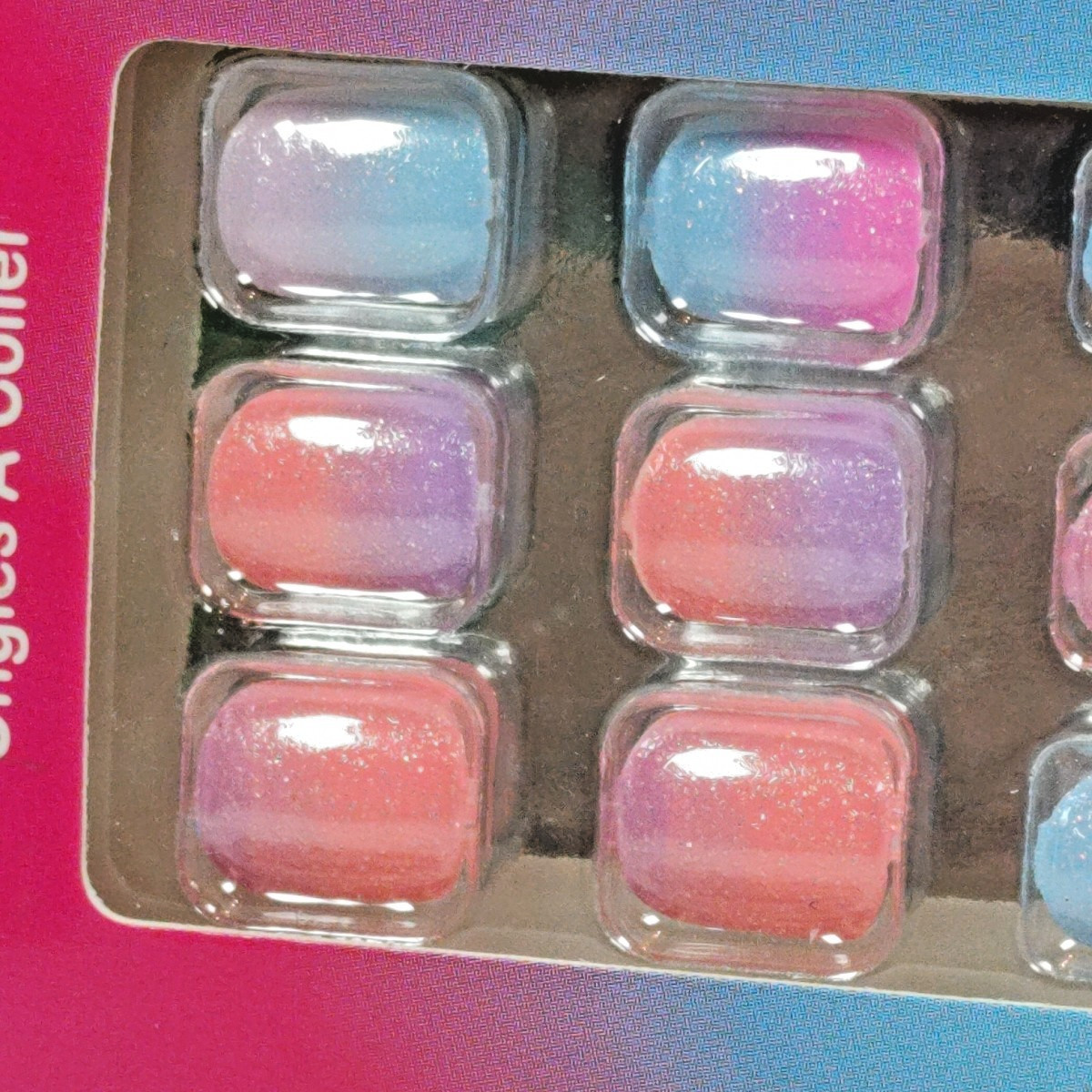 Townley Girl Press-on Nail Art 12 Pieces Pastel Rainbow Colors Pre-Glued Age 3+