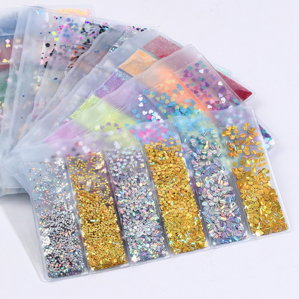 18 Styles Nail Glitter Powder Sequins Laser Foils Flakes Bag Nail Art Decoration