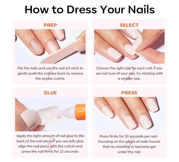 Milky White Press On Nails Short Oval Fake Nails Kit w Glue 32pcs Natural Set