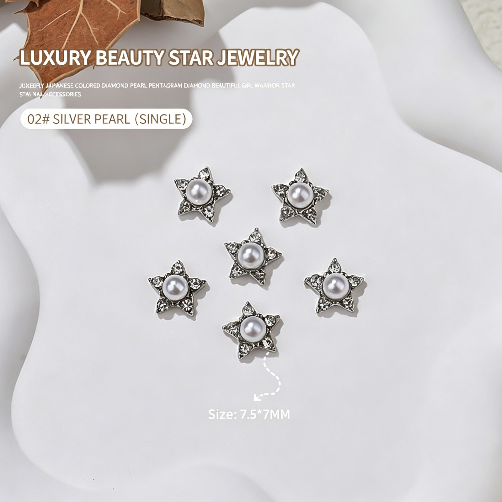 2026 New Five-pointed Star Sunburst Rhinestone Nail Charms, Sweet Cool Girl Styl