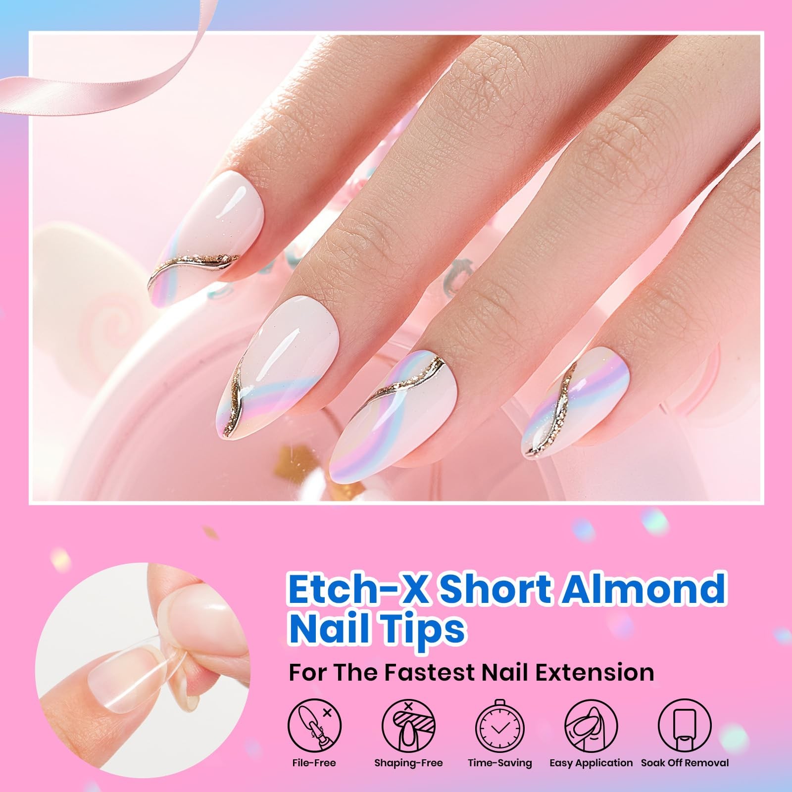 Beetles Soft Gel Nail Tips Short 12 Sizes, Almond 12 Sizes 288 PCS