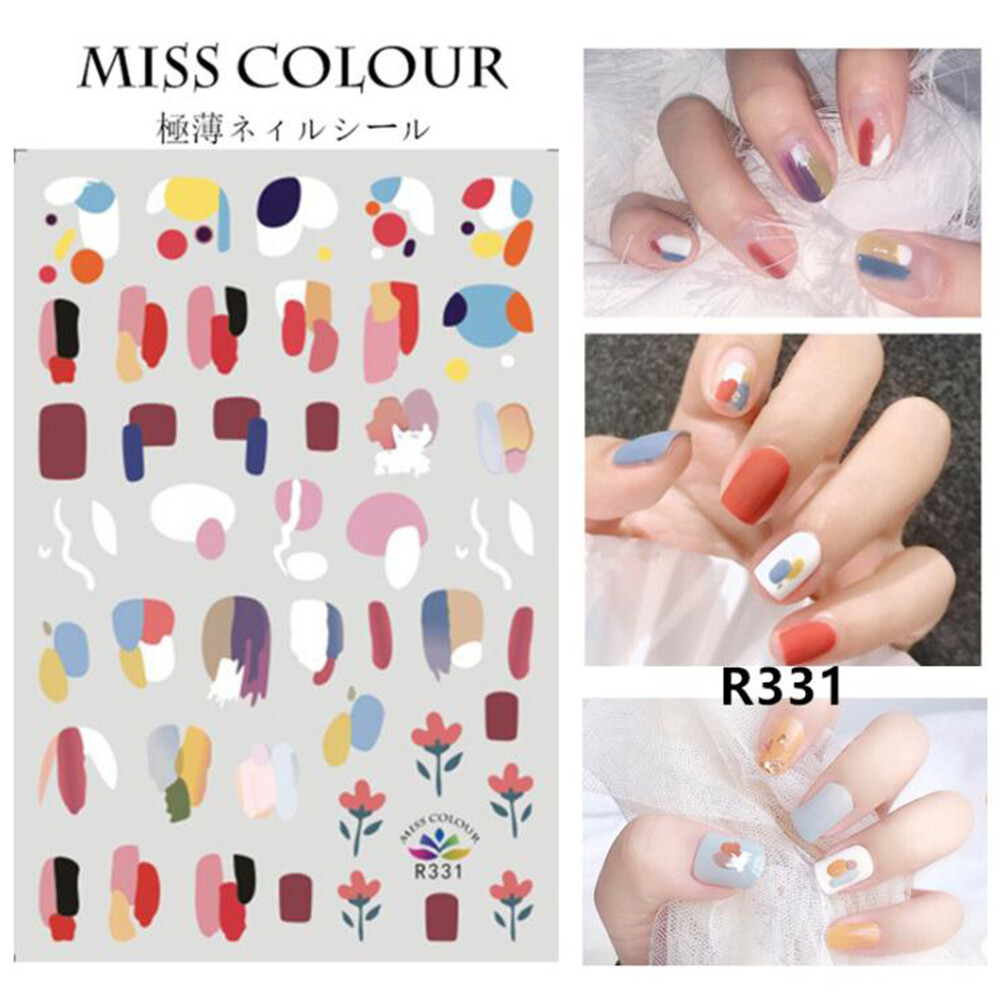 Light Pink Oil Painting Nail Stickers Nail Art Decal Waterproof Tip Decoration