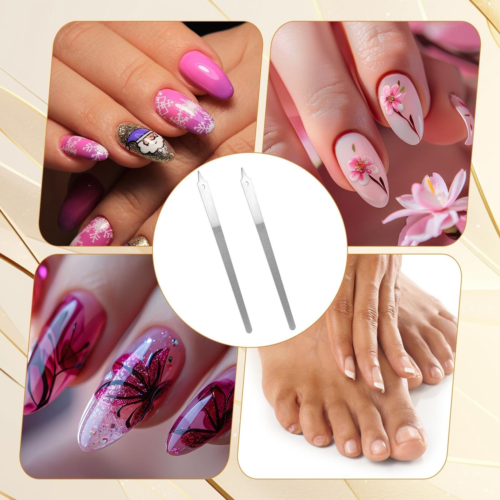 2pcs Diamond Dust Double Sided Deb Nail Files, Stainless Steel Toe Nail Files…