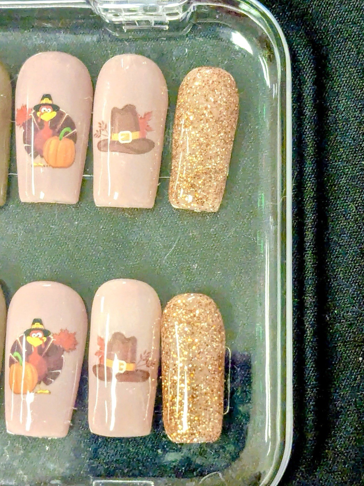 ThanksGiving Turkey Autumn Holiday Press On Nails D.I.Y Glue Set Included NEW