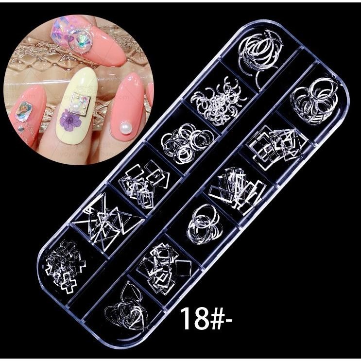 Mixed Nail Art Supplies in 12-Grid Box, Flatback Rivets & Iridescent Pearls Kit