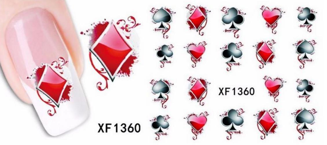 Aces & Heart 3D Nail Art Sticker Decal Decoration Manicure Water Transfer