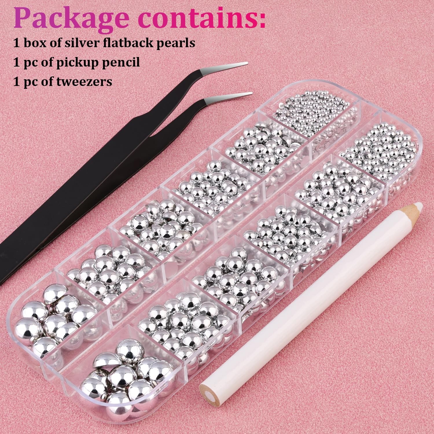 Flatback Nail Pearls Silver Nail Charms and Gems Pearl for Nails