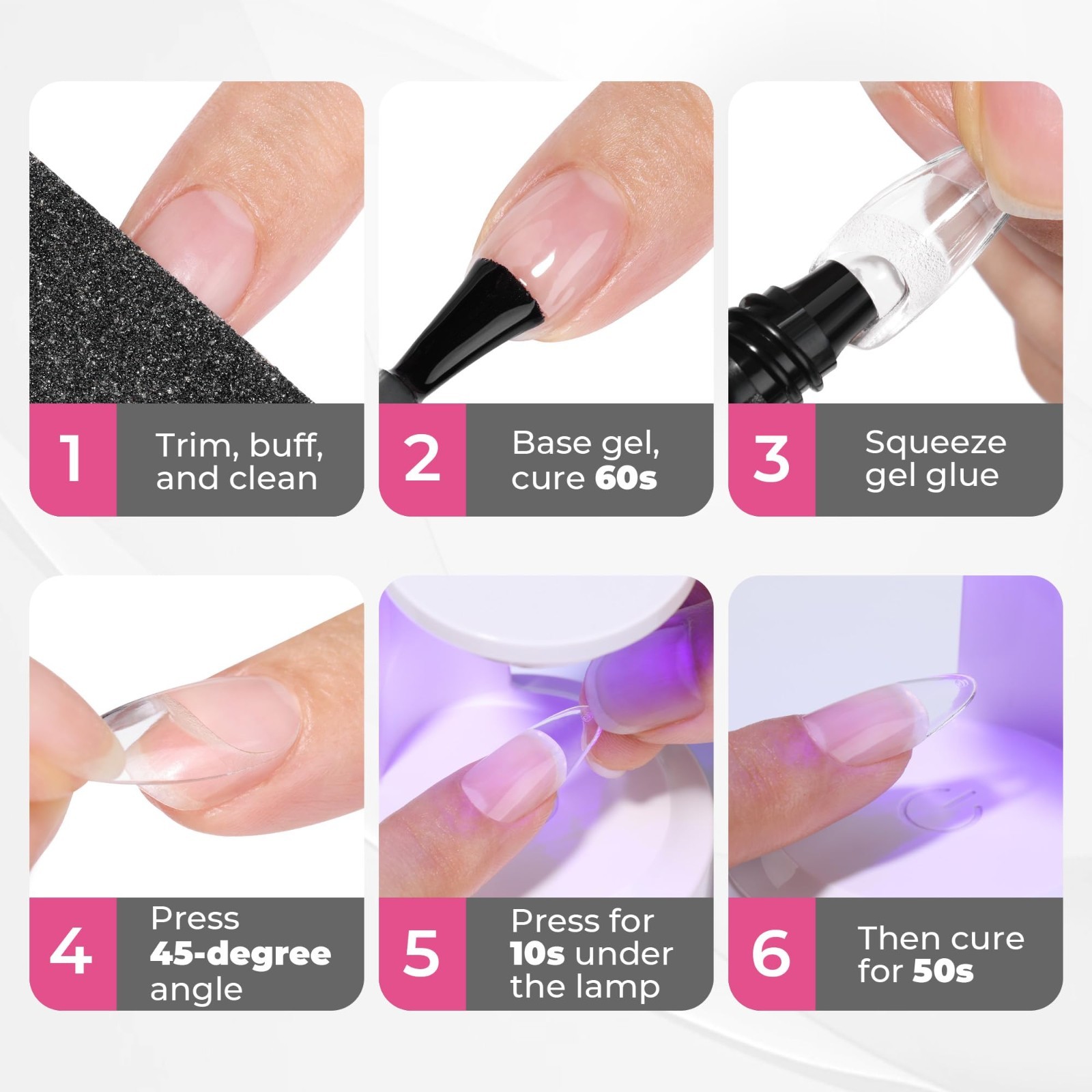 2Pcs 25g Solid Nail Glue Gel – UV/LED Cured, Strong Hold for Nail Tips & Extensi