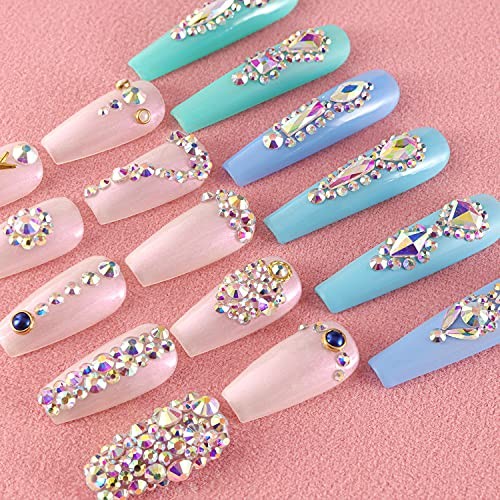 Multi Shapes 3D Glass AB 2 packs without gem glue Multi-Shaped Crystal AB