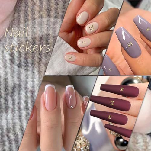 8 Sheets Letter Nail Stickers 3D Self-Adhesive Nail Art Stickers Laser Black