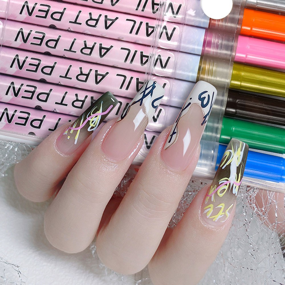 Colourful Waterproof Nail Art Graffiti Pen DIY 3D Nail Art Drawing-Pen 12Pcs/Set
