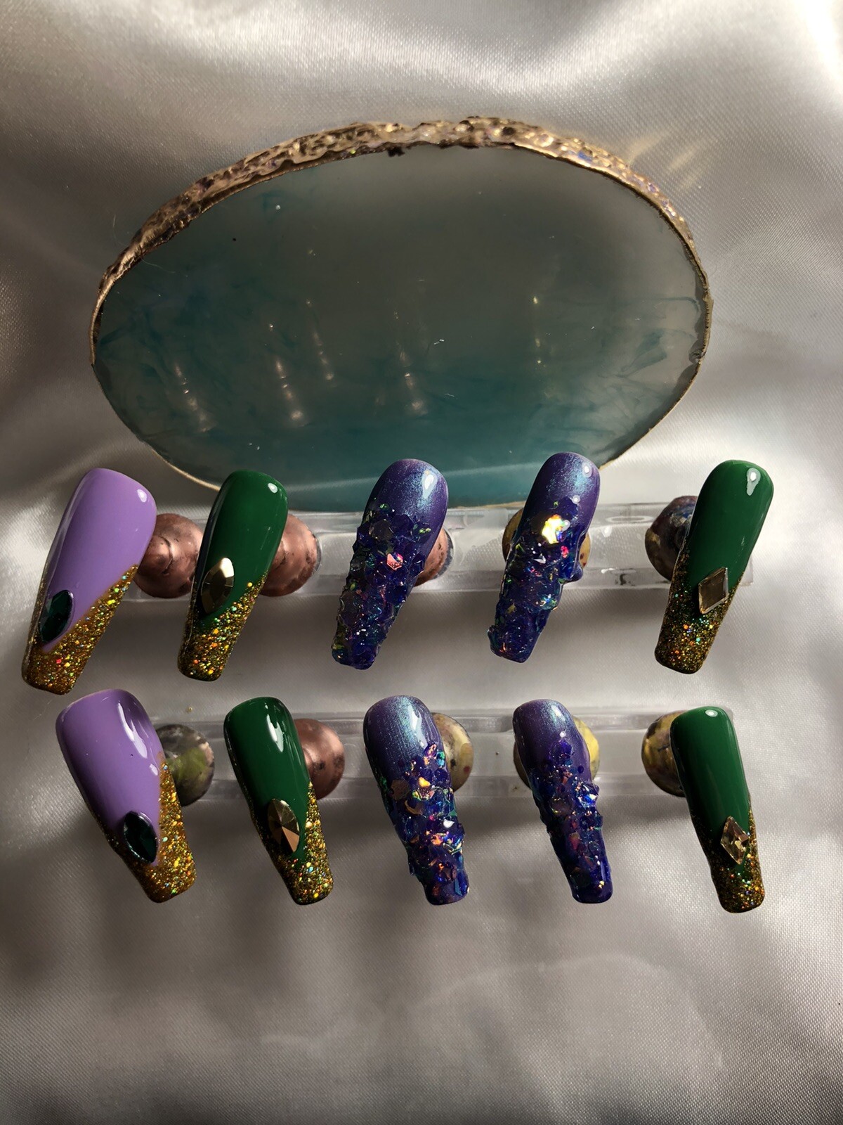 Z-NAILZ!|Mardi Gras Press On Nails|Custom Nails|Handmade Nails|Fake Nails