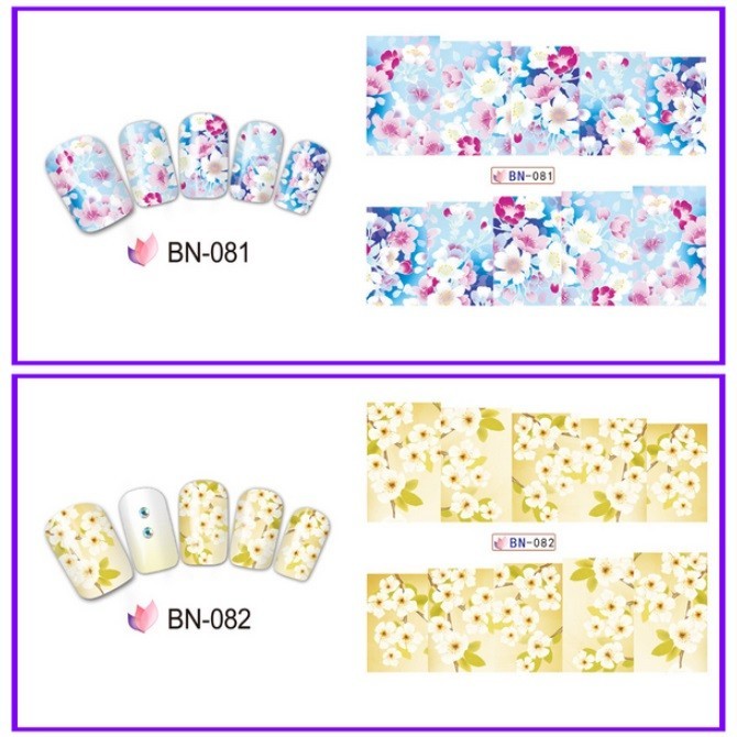 Floral Nail Art Water Decals: Spring Summer Flower Nail Wraps(Group 1)