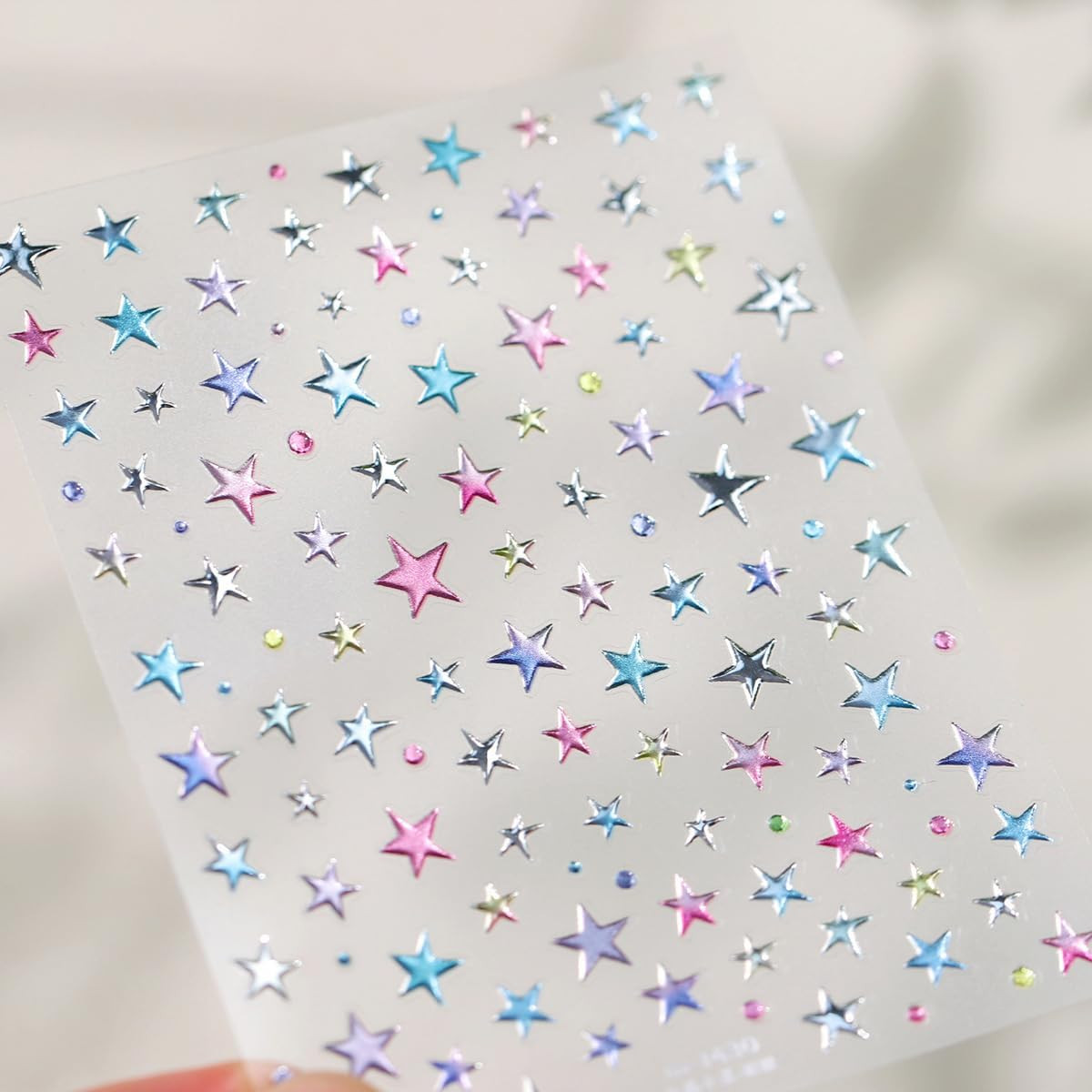 5D Embossed Holographic Nail Stickers Metallic Shiny Star Nail Decals Self-Adhes