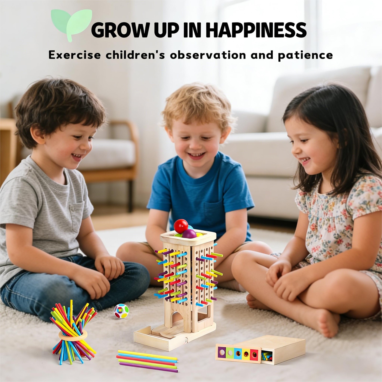 Montessori Game 3.7 inches (W) x 8.35 (L), Red, Blue, Green, Yellow