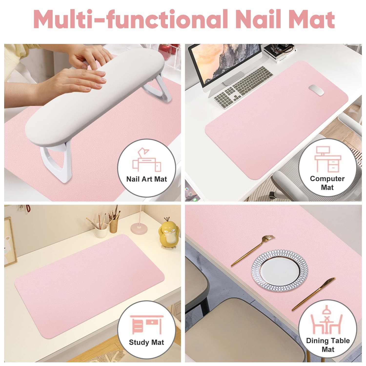 Nail Art Table Mat, (MAT ONLY) Soft Microfiber PU Leather Nail Hand Rest for …