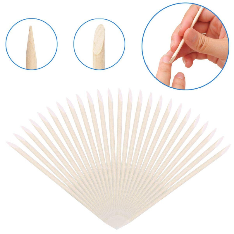Cuticle Pusher Removal Wood Sticks Set: 50/100Pcs, 4 Sizes
