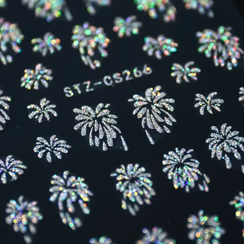 3D Glitter Firework Nail Art Stickers Self Adhesive Sparkling Blooming Firework