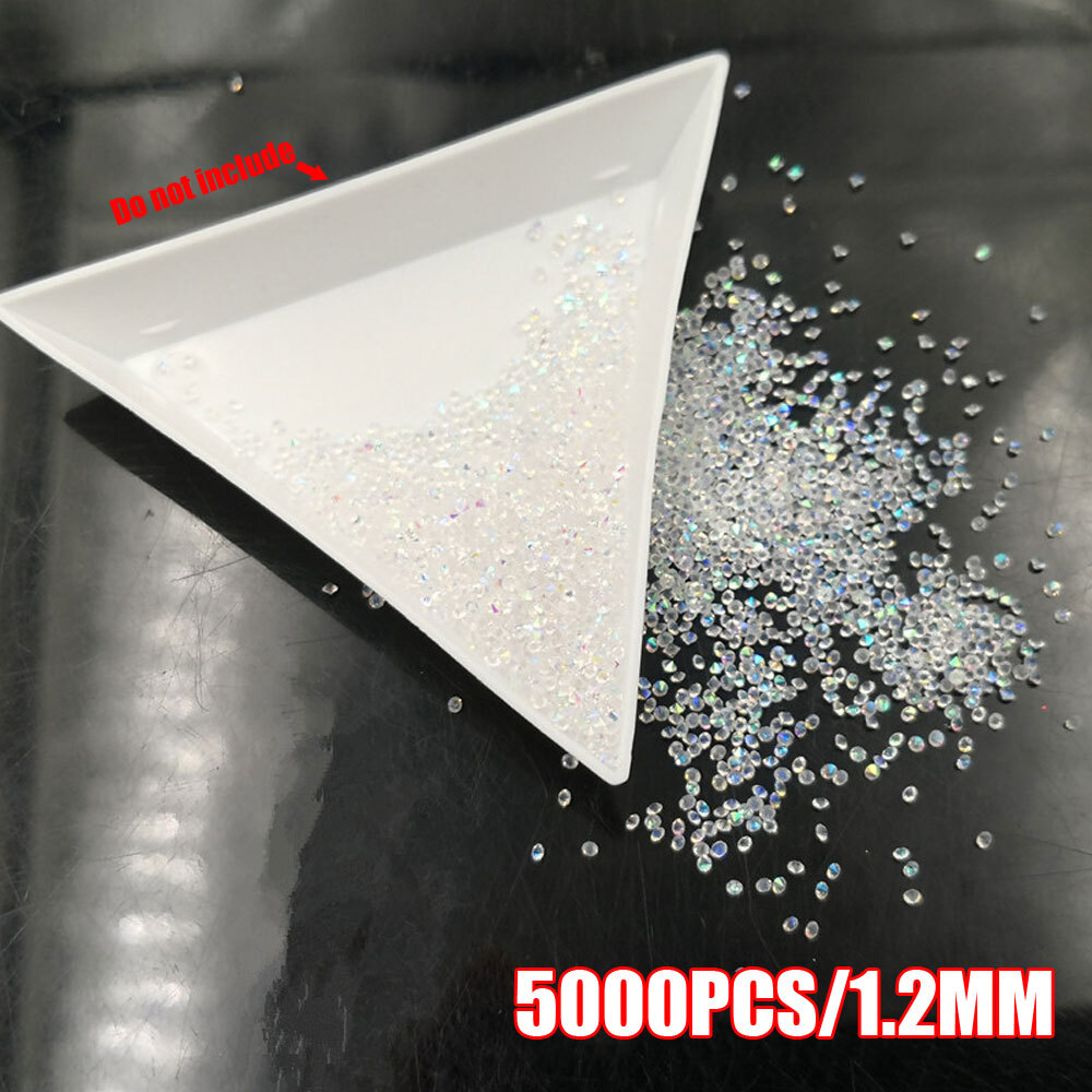 5000PCS AB Nail Rhinestone Crystal 1.2mm 3D Micro Glass DIY Glitter Nails Art