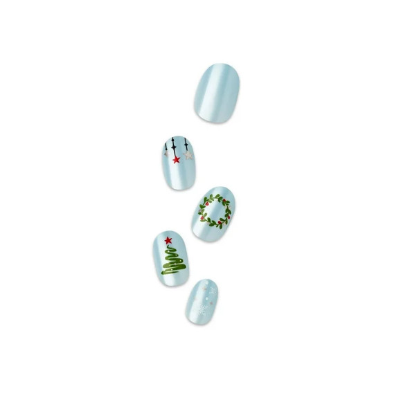 imPRESS Press On Nails Festive Holiday Frosty Blue Christmas No Glue Manicure