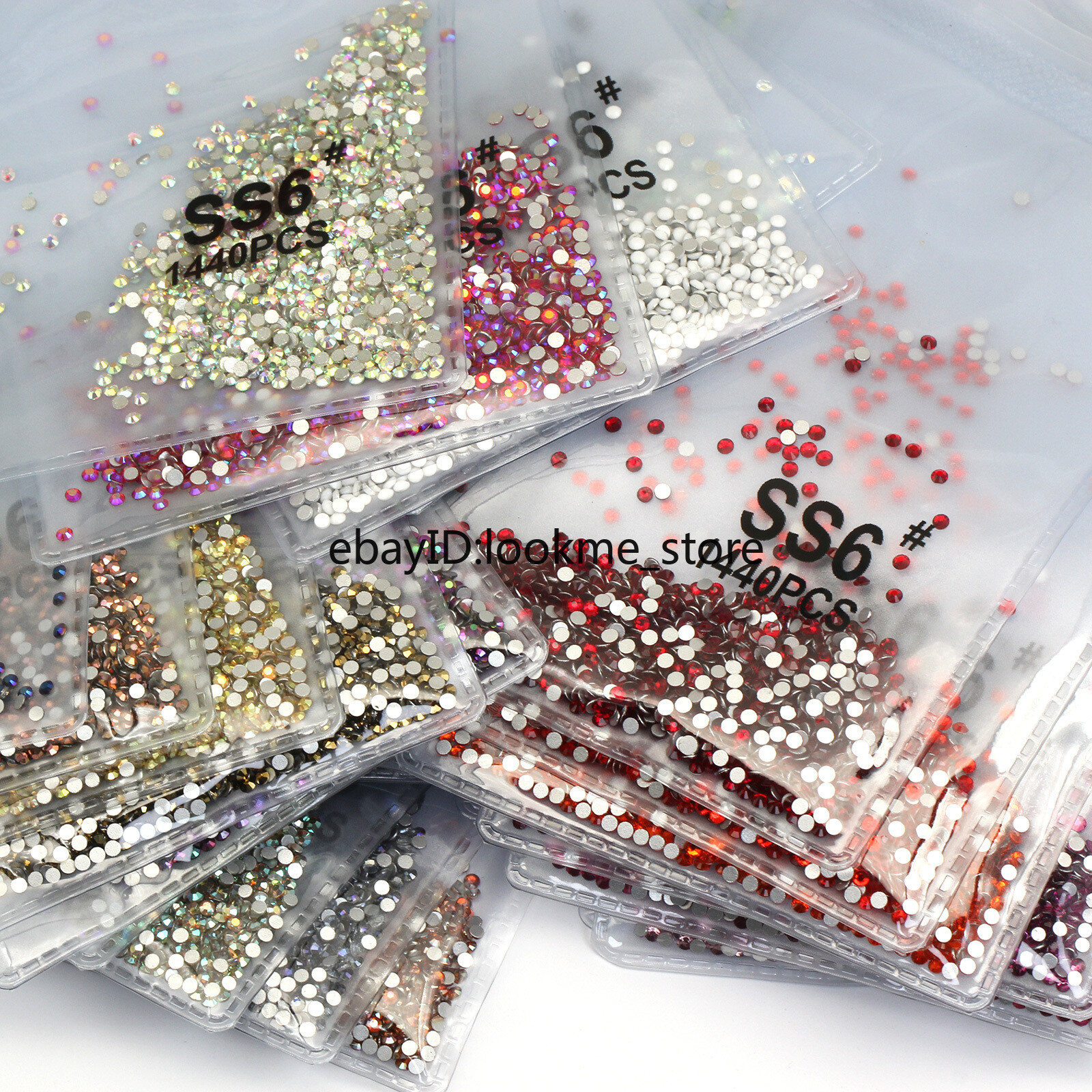 1440pcs 2 mm (ss6) Crystal Glass Rhinestones Flatback Gems Nail Art Crafts Decor