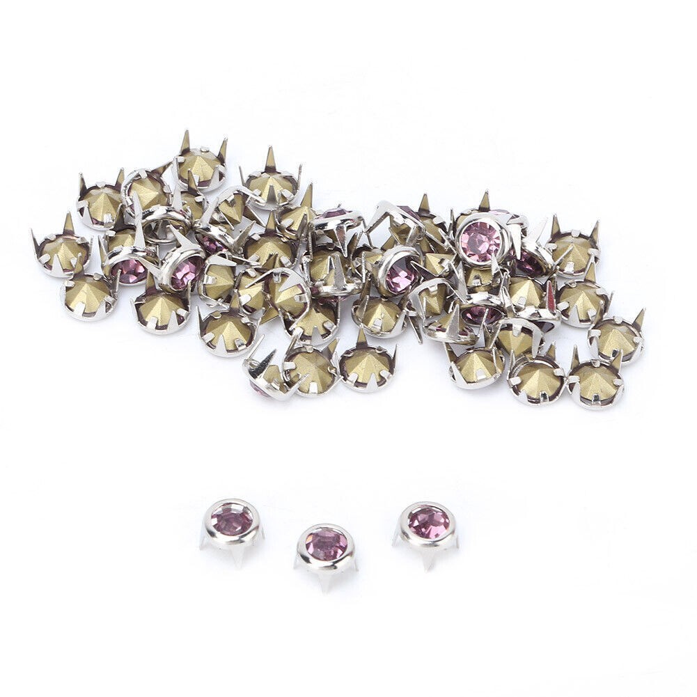 50PCS 7mm DIY Silver Round Claw A Grade Crystal Rhinestones for Crafts