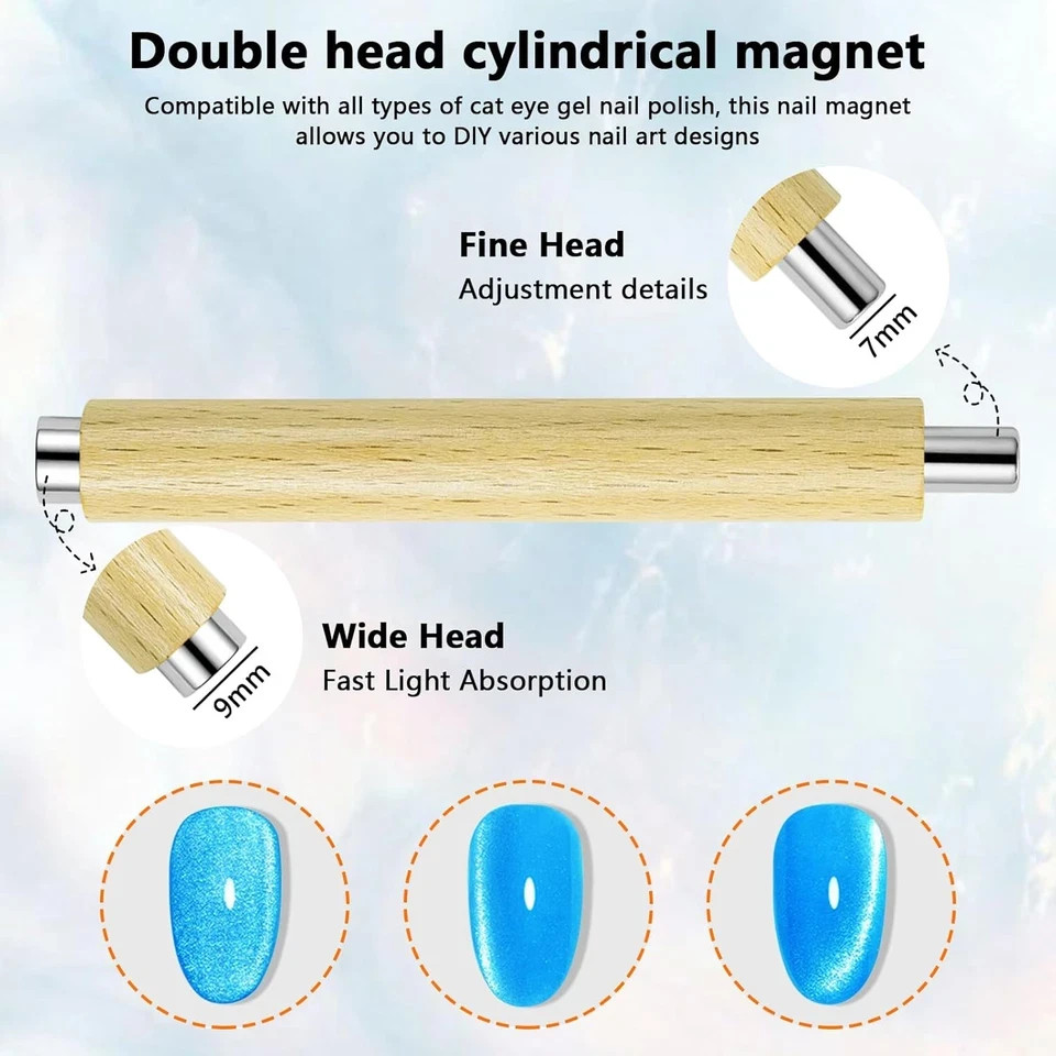 53Pcs Nail Magnet Tool Set Cat Eye Gel Nail Polish Magnet Wand Magnetic Nail Pol