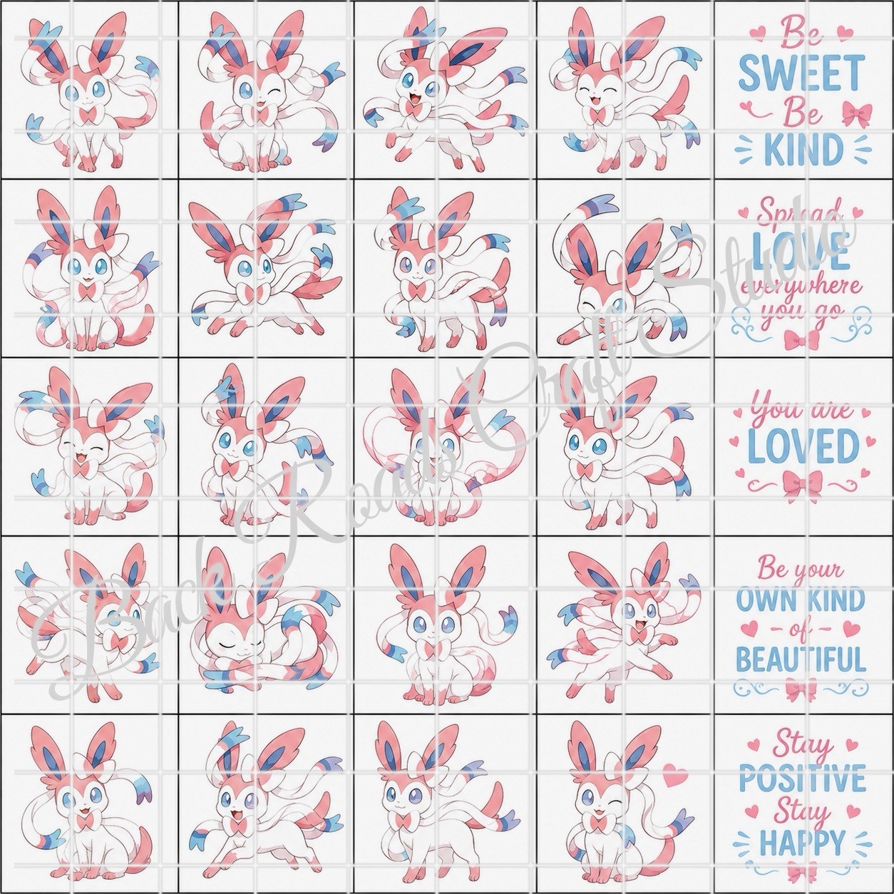 Sylveon Waterslide Finger Nail Decals Instructions (set of 50) JM