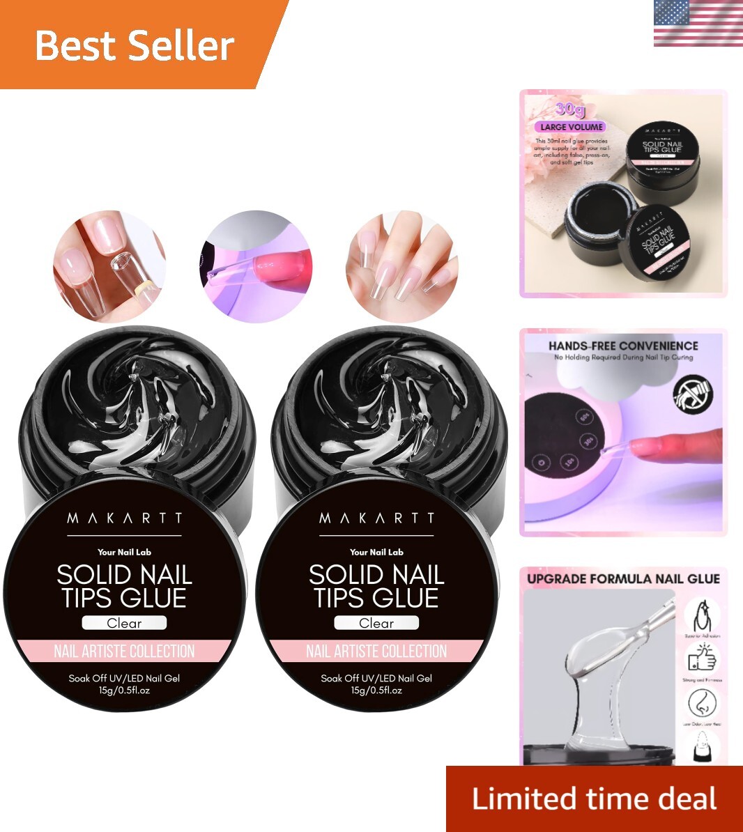 Ultimate Nail Art Companion: 2x15ml Solid Nail Glue Gel for Seamless Application