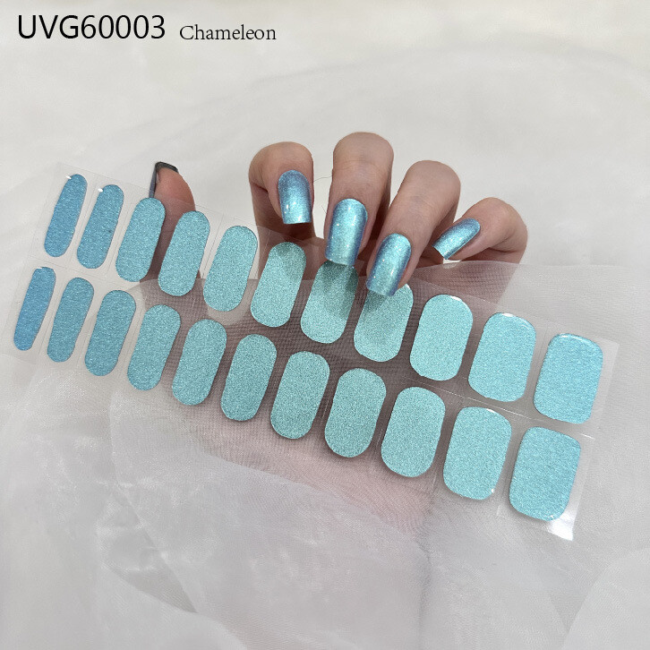 Gel Nail Sticker Semi Cured Gel Nail Strips Lasting Nail Sticker UV Lamp Needed