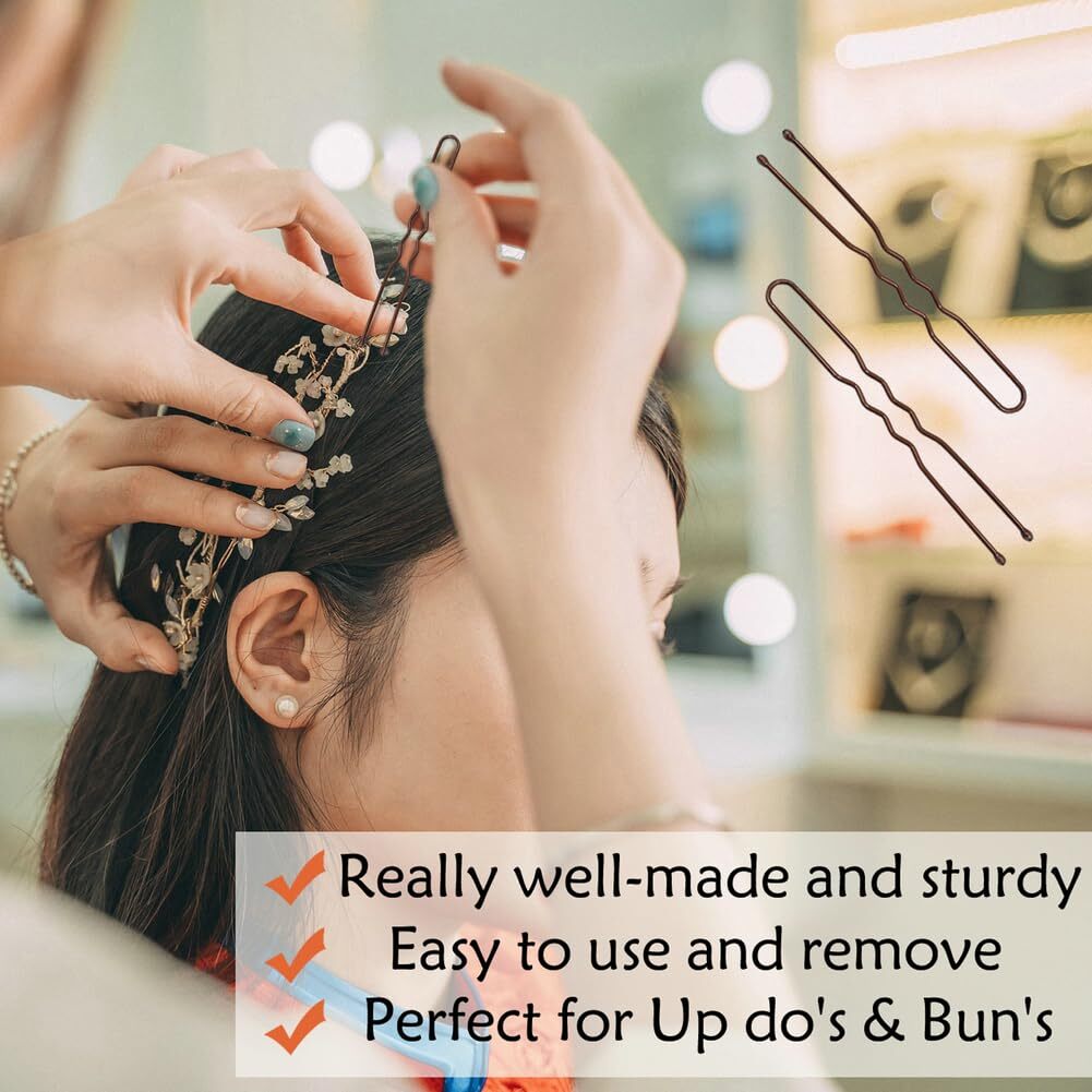 330 Count U Shaped Hair Pins Brown, YINGFENG 2.4inch Brown Bun Brown(2.4Inch)