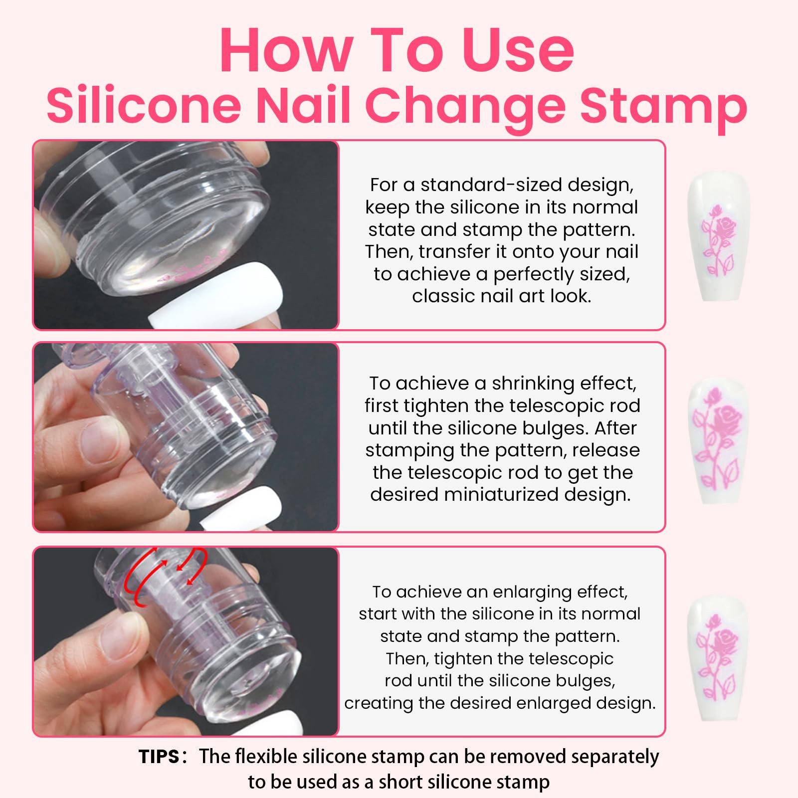 6PCS French Tip Nail Stamp Art Kit Clear Silicone Nail Jelly Stamper With Scr…
