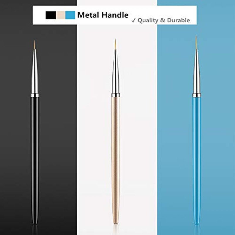 3PCS Nail Art Liner Brushes, UV Gel Painting Acrylic Nail Design Nylon Brush, Na