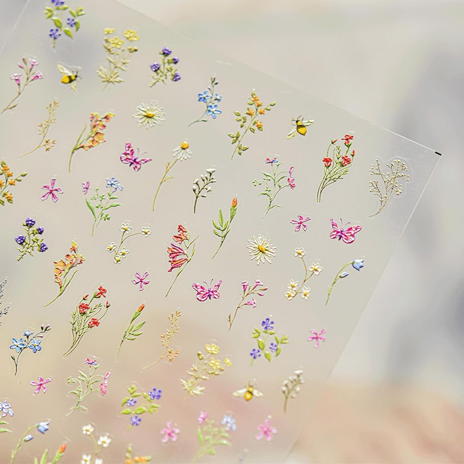 3D Embossed Flower Nail Art Stickers Decals Self-Adhesive 5D Spring