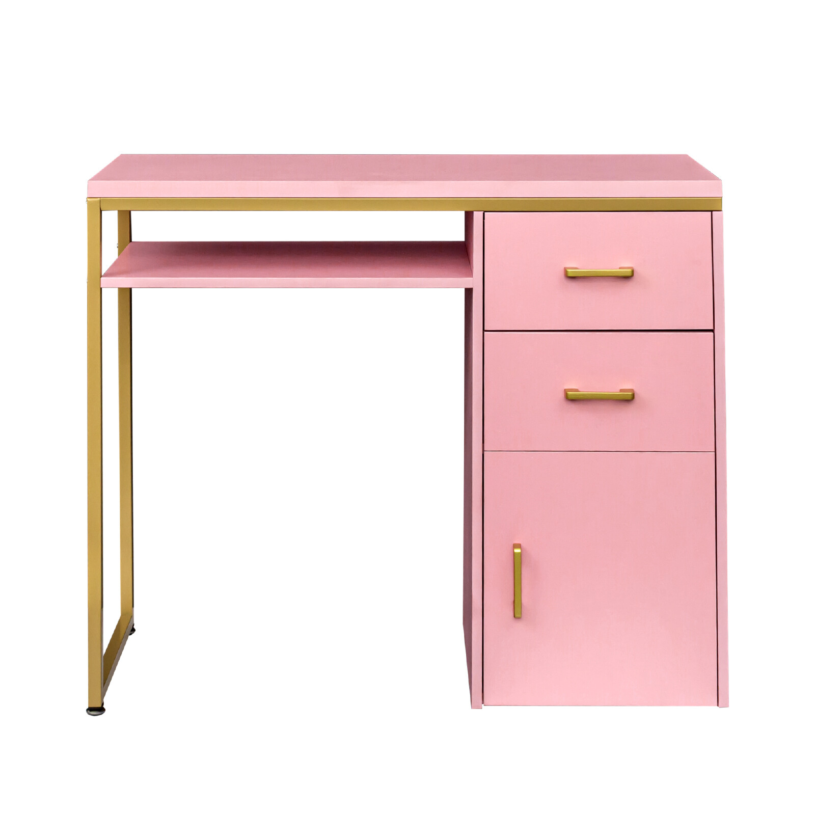 2 Drawers Manicure Table Nail Makeup Office Desk Dressing Cabinet Station Salon