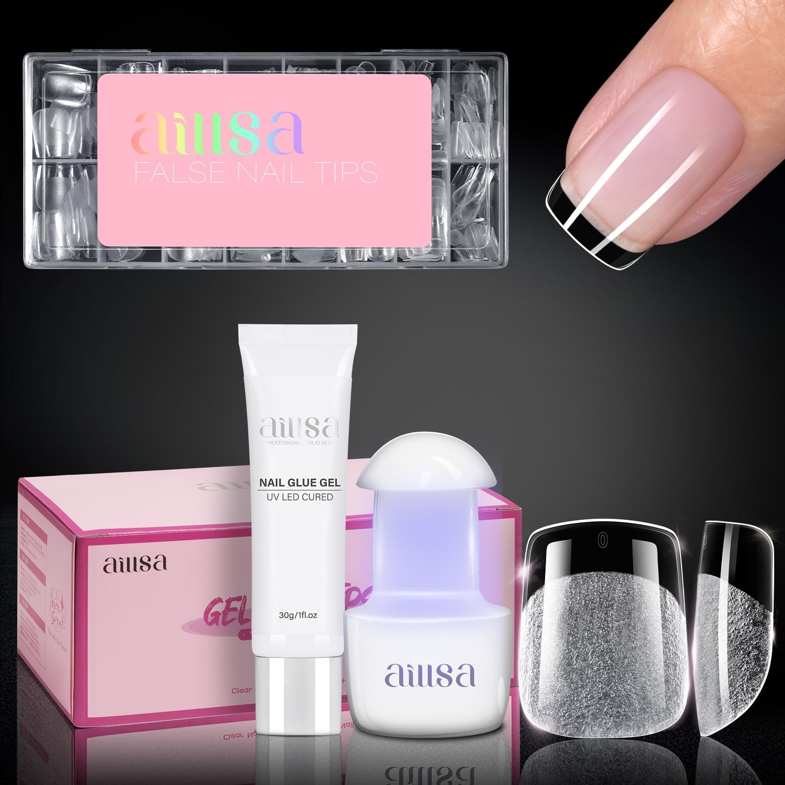 AILLSA Gel Nail Tips Kit Extra Short Square Nail Tips 120pcs