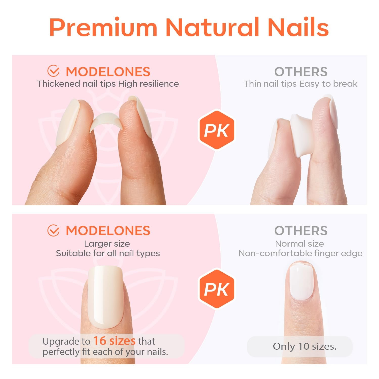 Modelones Red Press on Nails Almond, Spring Short Almond Fake Nails, Nail Kit…