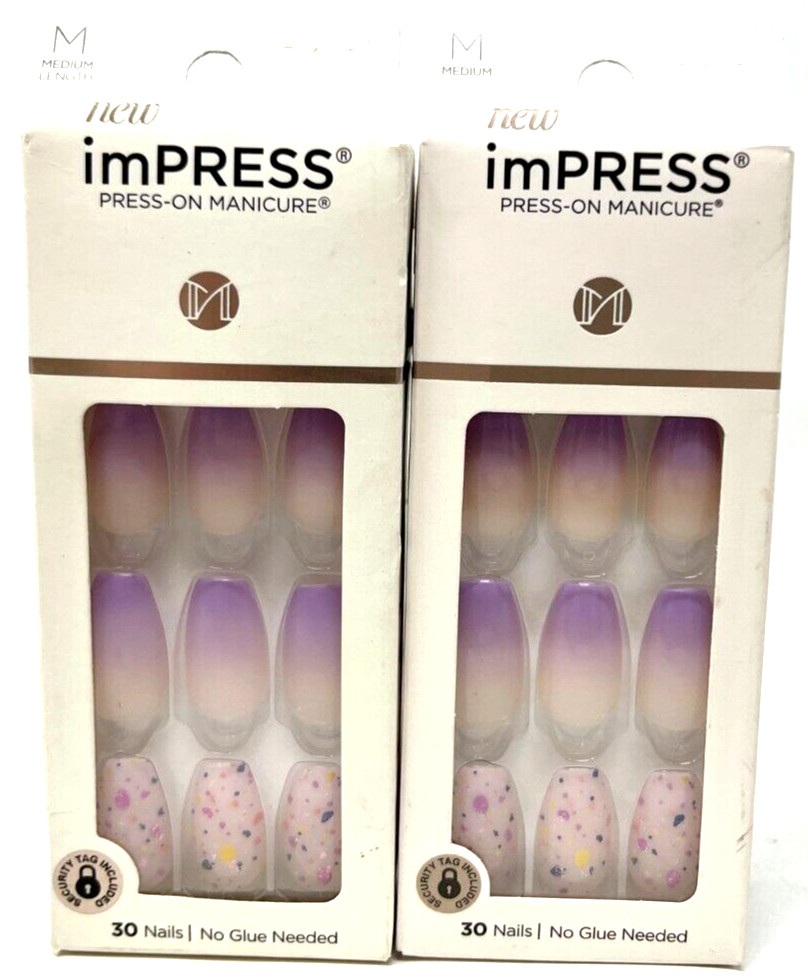 (2) Kiss Impress Press-On Manicure Nails Sealed 89031 IMM27 – All I Want