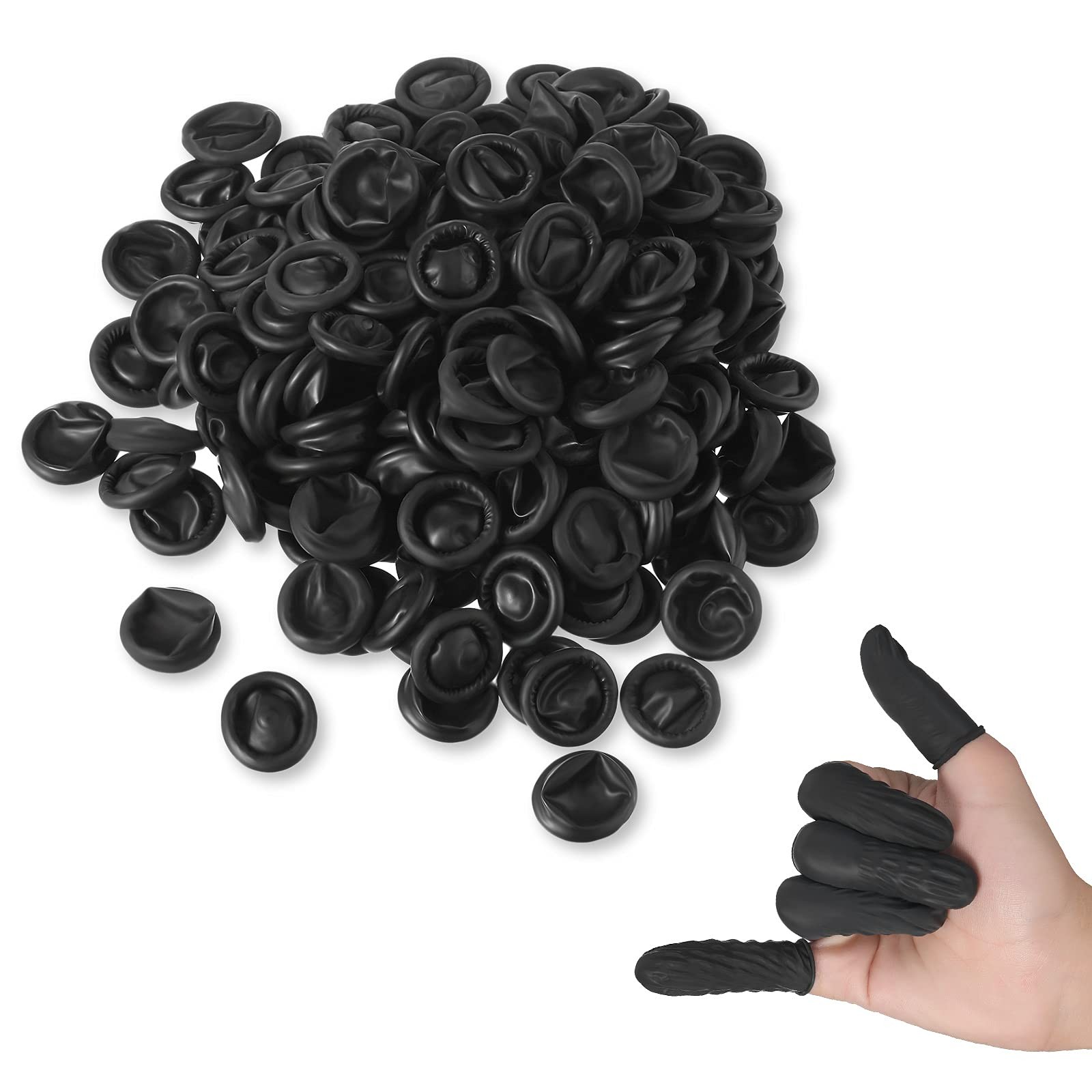 400 Pcs Disposable Latex Finger Cots Protective Fingertips Gloves Black Finge…