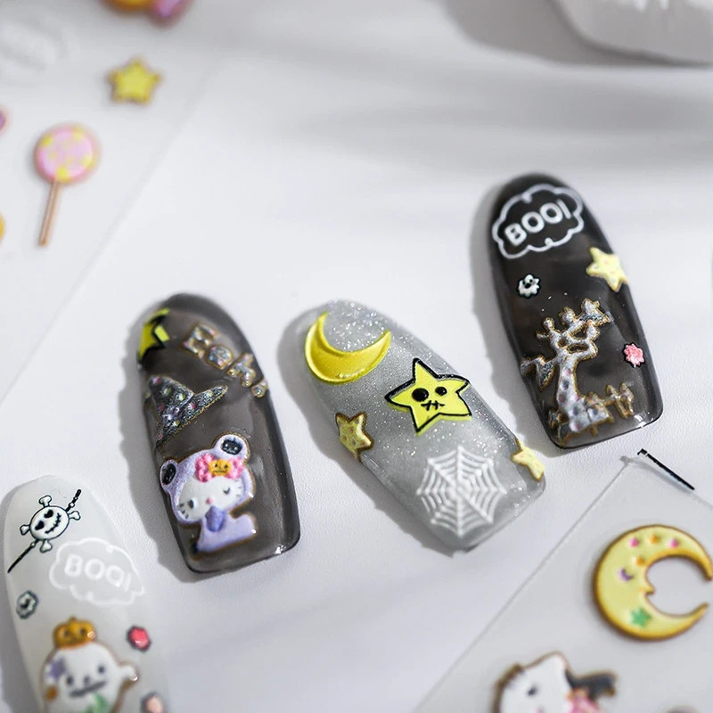Halloween Cat Nail Decals – Ghosts & Pumpkin Mix (358)