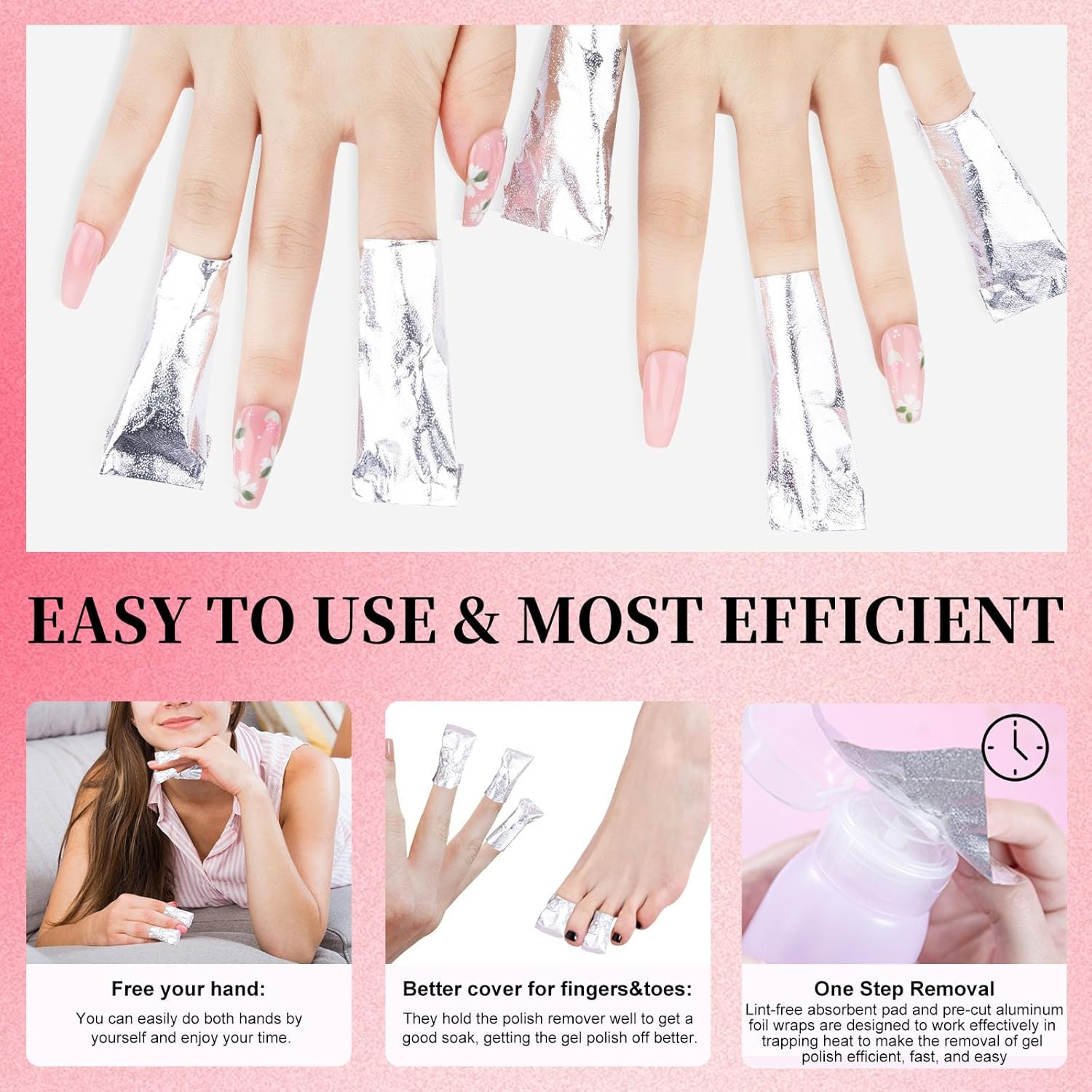Nail Foil – 300PCS Foil Nail Wraps Gel Nail Polish Remover Foil Wraps for Nails,